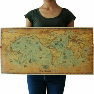 Ancient Old World Map Kraft Paper Wizarding Poster Wall Decor Large Size