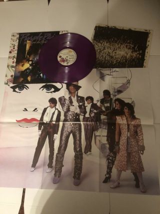Prince & Revolution - Purple Rain Purple Vinyl Lp Rare 1984 Press Poster N/mint