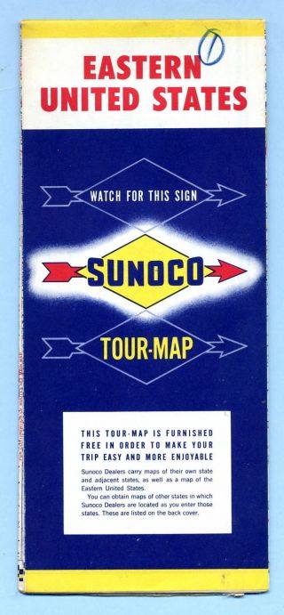 Old Vtg Road Sunoco Road Map Eastern United States 1956