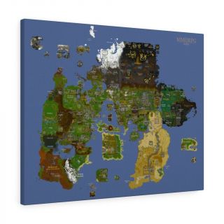 Old School Runescape World Map Canvas W Map Markers - Complete 2007 Rs Wall Art
