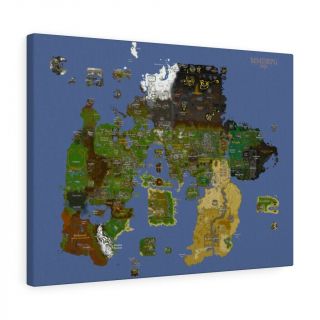 Old School Runescape World Map Canvas w Map Markers - Complete 2007 RS Wall Art 3
