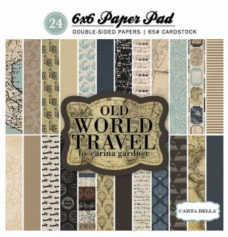 6 X 6 Old World Travel Getaway Vacation Airplane Cruise Map Scrapbook Paper Pad