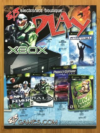 2001 Xbox Console & Launch Games Vintage Print Ad/poster Official Halo Promo Art