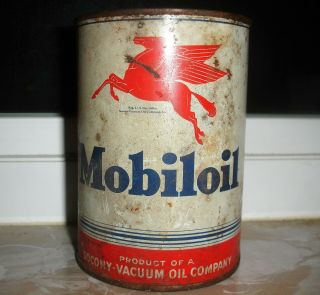 Vintage Mobiloil Sarcony 1 Qt Oil Can