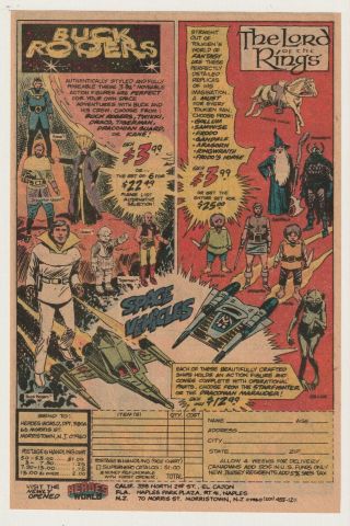 1979 Comic Book Ad For Mego Buck Rogers & Knickerbocker Lotr Figures