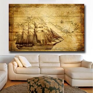 Vintage Old Sailing Ship Nautical Map Poster Print Wall Art Picture Home Decor