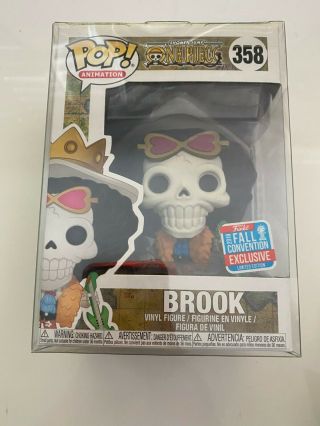 Funko Pop Animation Nycc Exclusive One Piece 358 " Brook " With Pop Protector