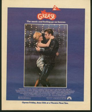 1982 Michelle Pfeiffer Photo Grease 2 Movie Release Promo Big Vintage Print Ad