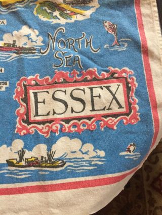 Essex Cotton Tea Towel Britain Map Some Stains And Fading Vintage Old 3