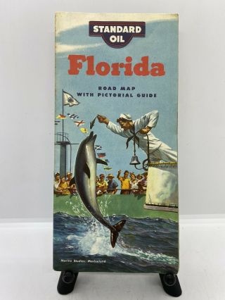 Vintage 1950’s Old Gas & Oil Standard Oil Co.  Advertising Florida Road Map