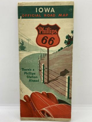 Old Gas Oil Collectible Vintage 1930’s Phillips 66 Gasoline Advertising Road Map