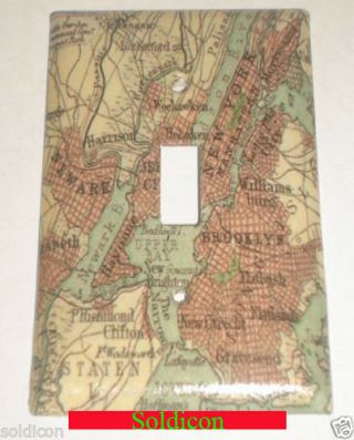 Old York City Nyc Map Toggle Rocker Light Switch Power Outlet Plate Cover