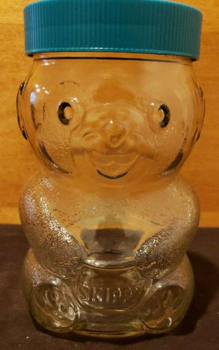 Vintage Glass Skippy Peanut Butter Teddy Bear Jar - 48 Oz