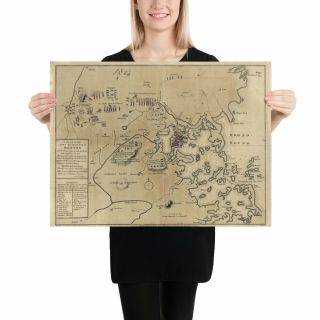 Old Boston Revolutionary War Map (1775) Siege Of Boston Atlas Poster