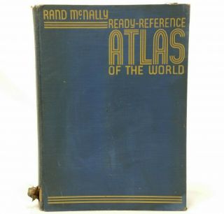 Rand Mcnally Ready Reference Atlas Of The World 1937 Vintage Maps 30s Old Blue