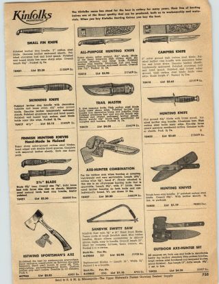 1959 Paper Ad Knife Kinfolks Hunting Campers Trail Master Estwing Axe Finnish