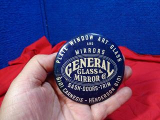 Vintage Advertising Celluloid Pocket Mirror General Glass & Mirror S - 1.
