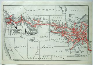 Chicago Milwaukee & St.  Paul Railway: 1927 System Map.  Vintage Railroad