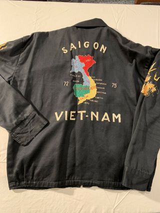 Vintage Vietnam Tour Jacket,  Saigon,  Embroidered Map Tiger