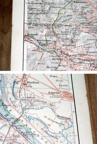 1905 RARE ANTIQUE RUSSIAN MAP OF VIENNA WIEN AUSTRIA WITH PLACES STREETS INDEX 3