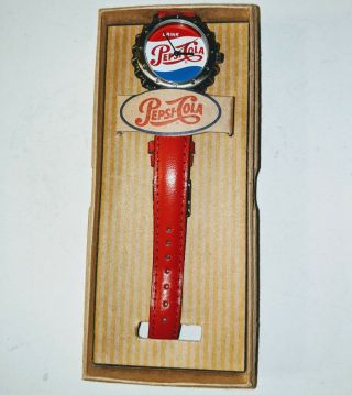 Authentic  Pepsi - Cola vintage Bottle Cap,  Wrist watch,  red,  white,  blue fac 2