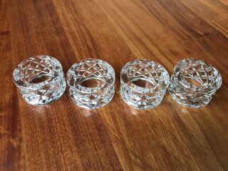 Set Of 4 Vintage Crystal Napkin Rings W/ Diamond Cut Design