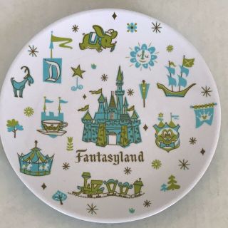 Vintage Disney Parks Disneyland Melamine 7 " Plate Fantasyland Collectible Map