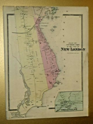 Vintage 1868 London,  Ct.  Map,  A Plan Of Southern Part Of The City