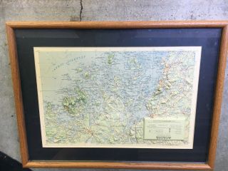 Rare Vintage Antique Acadia National Park Bar Harbor Framed Relief Map