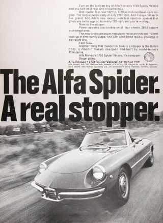 1969 Alfa Romeo Spider Veloce Vintage Ad Msrp $4,  198
