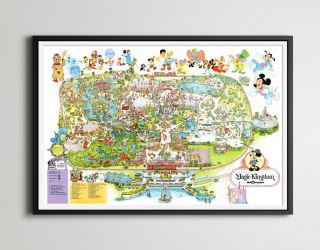 Vintage 1979 Disney World Park Map Poster (24 " X 36 " Or Smaller) - Wall Decor