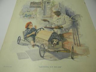 Vintage 1924 Cream Of Wheat " Getting Up Steam " Large 11 X 14 1920s Ad - 8c1