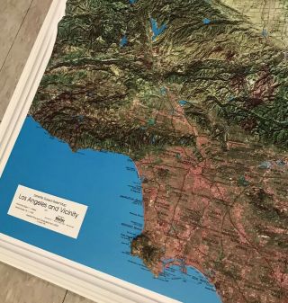 Vintage Satellite Raised Relief Map Los Angeles 1990 3d Kistler Graphics