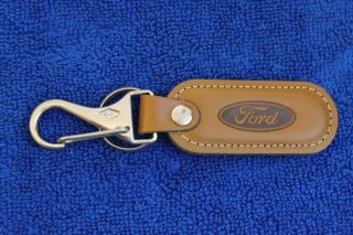 Leather Ford Key Chain Key Ring Accessory F100 F150 Ranger F250 Oval Flathead