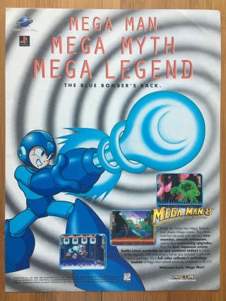 Mega Man 8 Ps1 Psx Playstation 1 1997 Vintage Poster Ad Advert Art Print Promo