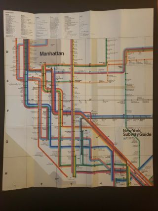 Vintage 1972 (2) York City Mta Subway Guide Map - Massimo Vignelli