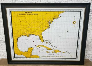 Vintage 1967 Magnetic Hurricane Tracking Chart North America Map Framed C1
