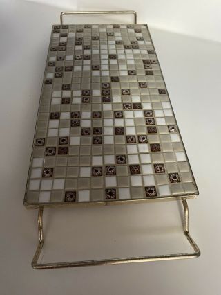 Vintage Mosaic Tile Trivet Mid Century Modern Kitchen Hot Plate 16x6”