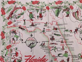1950 ' s Vintage Florida Vinyl State Map Table Cloth 2