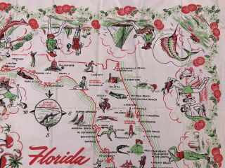 1950 ' s Vintage Florida Vinyl State Map Table Cloth 3