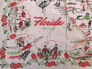 1950 ' s Vintage Florida Vinyl State Map Table Cloth 4
