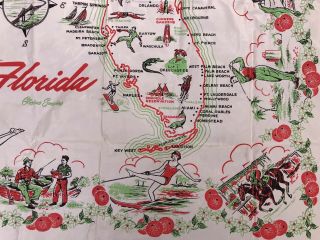 1950 ' s Vintage Florida Vinyl State Map Table Cloth 5
