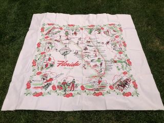 1950 ' s Vintage Florida Vinyl State Map Table Cloth 6