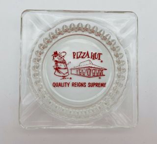Vintage Pizza Hut Quality Reigns Supreme Retro Glass Ashtray Advertising