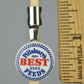 Vintage Celluloid Pencil Topper Pocket Clip Advertising Pillsbury ' s Best Feeds 2