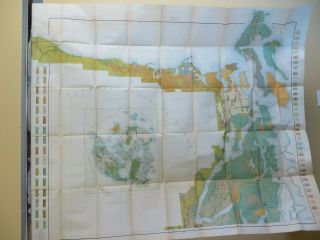 1910 Antique Map Puget Sound Basin Washington Port Angeles Clifton 48x40 4234