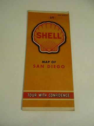 Vintage 1940 Shell San Diego California Gas Service Station Road Map - Box A50