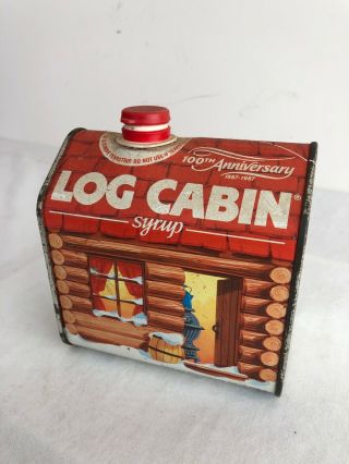 Vintage Log Cabin Syrup Tin Can 100th Anniversary 1887 - 1987 General Foods 1987 2