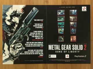 Metal Gear Solid 2 Sons Of Liberty Ps2 2001 Vintage Print Ad/poster Official Art