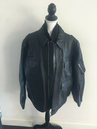German Police Bundespolizei Surplus Leather Jacket Polizei Great Condiition Xl